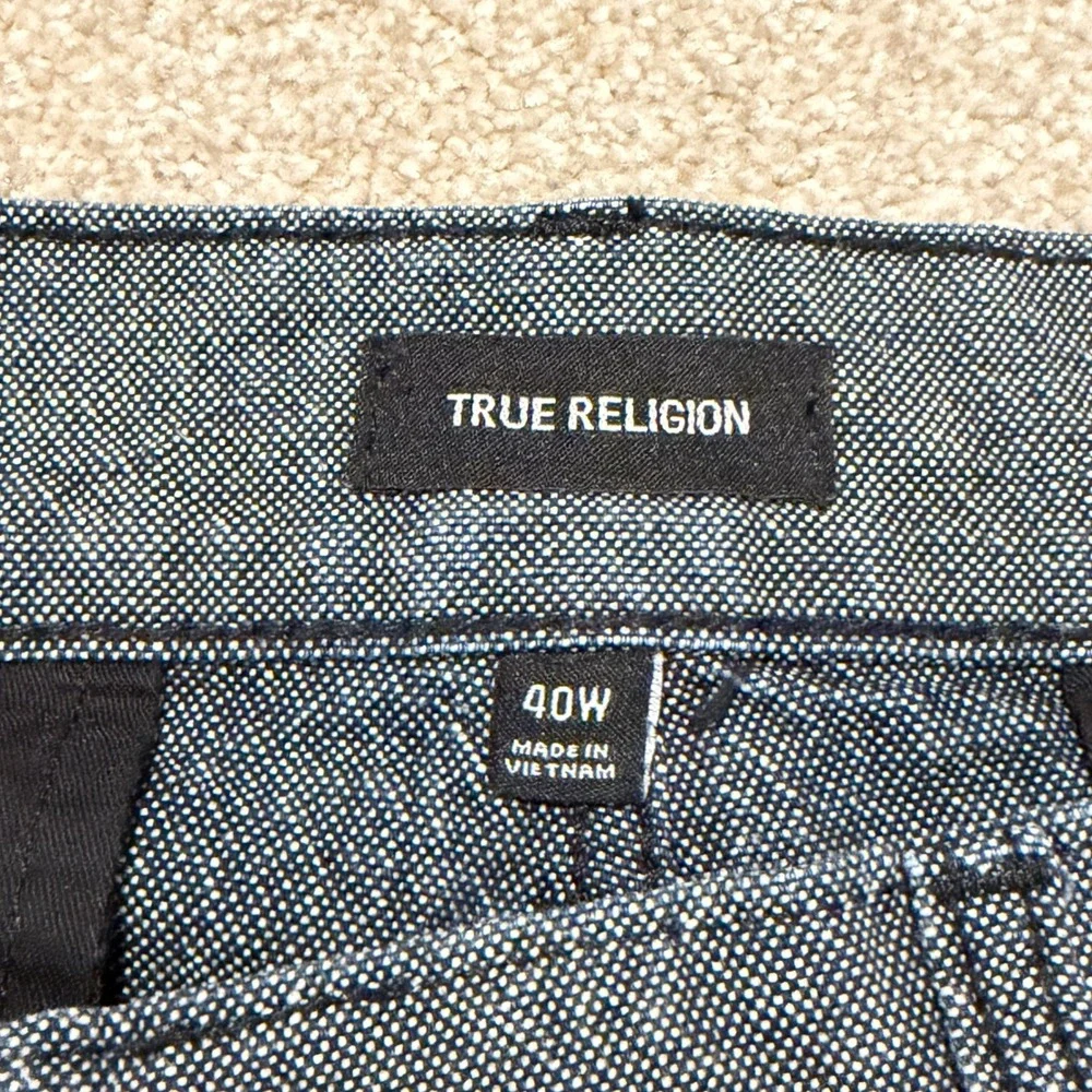 True Religion Cargo Jeans Men 40W Gray Devin Straight Leg Utility Denim Pants